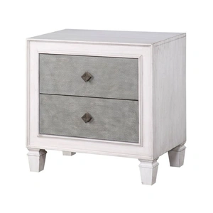 ACME Katia Wood Nightstand w/2 Drawers in Gray/White