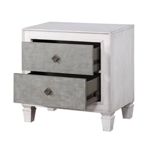 ACME Katia Wood Nightstand w/2 Drawers in Gray/White