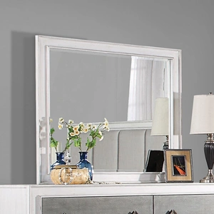 ACME Katia Wood Rectangular Mirror, White