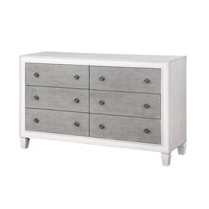 ACME Katia Wood Double Dresser w/6 Drawers, Gray/White