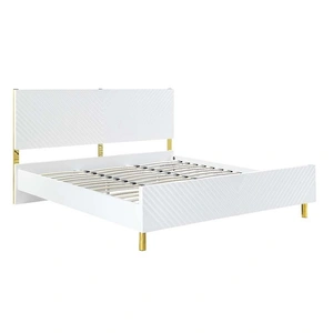 ACME Gaines Wood/Metal Panel Bedroom Set, Gray High Gloss