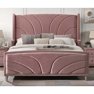 ACME Salonia Velvet Panel Bed, Pink