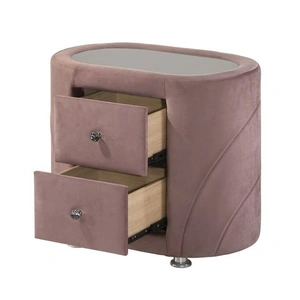 ACME Salonia Velvet Nightstand w/2 Drawers, Pink