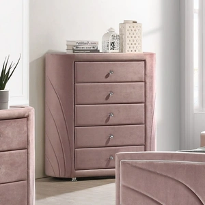 ACME Salonia Velvet Chest w/5 Drawers, Pink
