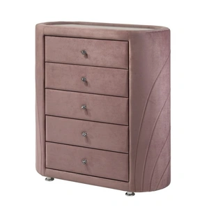ACME Salonia Velvet Chest w/5 Drawers, Pink