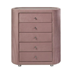 ACME Salonia Velvet Chest w/5 Drawers, Pink