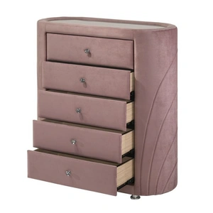 ACME Salonia Velvet Chest w/5 Drawers, Pink