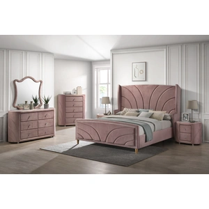 ACME Salonia Velvet Panel Bedroom Set, Pink