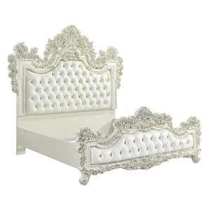 ACME Adara PU/Wood Tufted Panel Bedroom Set, Antique White