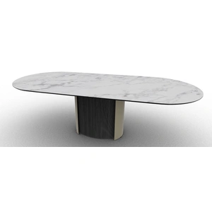 Calligaris Yoroi W98.4-inch Ceramic/Metal/Wood Customizable Oval Dining Table
