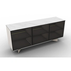 Calligaris Universal Ceramic/Wood Customizable Sideboard w/3 Glass Doors & Metal Frame