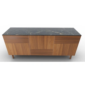 Calligaris Universal Ceramic/Wood/Glass Customizable Sideboard w/3 Doors & Wooden Feet