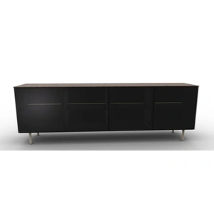 Calligaris Universal Ceramic/Wood Customizable Sideboard w/4 Glass Doors & Metal Feet
