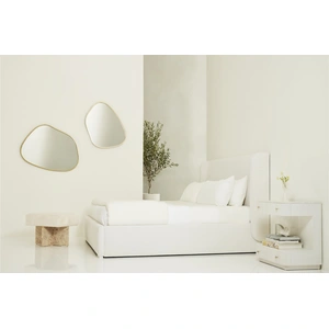 Universal Furniture Paris Stone Top Wood Nightstand w/2 Drawers, Blanc Sycamore