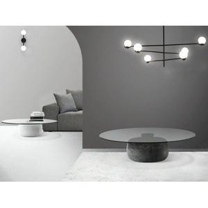 Mobital Skip Round Glass/Marble Coffee Table, Grey