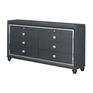 Bella Furniture SM Carlyle Wood Double Dresser w/8 Drawers, Metallic Charcoal