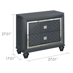 Bella Furniture SM Carlyle Wood Nightstand w/2 Drawers, Metallic Charcoal