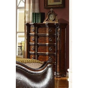 Galaxy Home Furnishings Bella Faux Leather/Wood Regular Bedroom Set, Dark Walnut