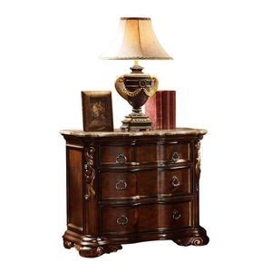 Galaxy Home Furnishings Bella 3-Drawer Wood Veneer Nightstand, Dark Walnut