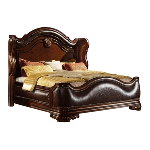 Galaxy Home Furnishings Bella Bed with Upholstered Footboard, Dark Walnut