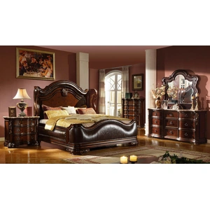 Galaxy Home Furnishings Bella Bed with Upholstered Footboard, Dark Walnut