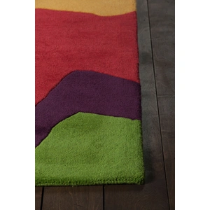 Chandra Bense Garza Wool Hand-tufted Rug, Green/Red/Orange/Blue