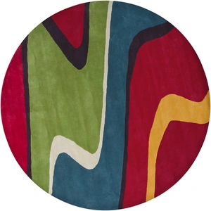 Chandra Bense Garza Wool Hand-tufted Rug, Green/Red/Orange/Blue