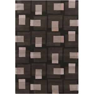 Chandra Bense Garza Wool Hand-tufted Rug, Black/Grey/Ivory