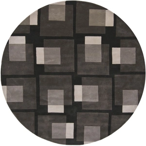 Chandra Bense Garza Wool Round Hand-tufted Rug, 7'9-inch, Black/Grey/Ivory