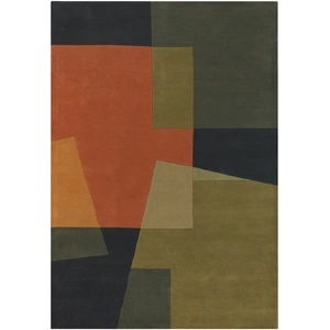 Chandra Bense Garza Wool Hand-tufted Rug, Green/Orange