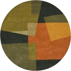 Chandra Bense Garza Wool Hand-tufted Rug, Green/Orange