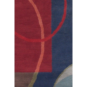 Chandra Bense Garza Wool Round Hand-tufted Rug, 7'9-inch, Blue/Red/Gold/Grey/Brown