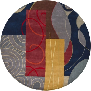 Chandra Bense Garza Wool Hand-tufted Rug, Blue/Red/Gold/Grey/Brown