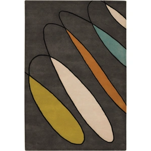 Chandra Bense Garza Wool Hand-tufted Rug, Grey/Cream/Green/Orange/Blue/Black
