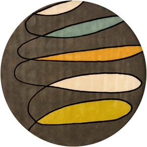 Chandra Bense Garza Wool Round Hand-tufted Rug, 7'9-inch, Grey/Cream/Green/Orange/Blue/Black