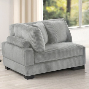 Galaxy Home Furnishings Bentley 5-Piece Corduroy Fabric L-Shaped Sectional Sofa, Gray