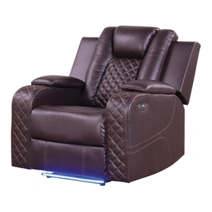 Galaxy Home Furnishings Benz Faux Leather Power Reclining Chair with LED Lighting & USB Charger
