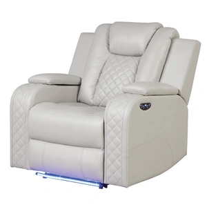 Galaxy Home Furnishings Benz Faux Leather Power Reclining Chair with LED Lighting & USB Charger