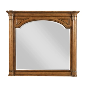 American Drew Berkshire Glendale Fabric/Wood Upholstered Shelter Bedroom Set, Cognac/Beige