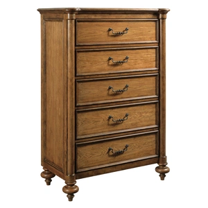 American Drew Berkshire Penley Wood Chest w/5 Drawers, Cognac