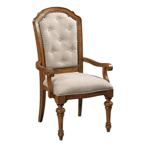 American Drew Berkshire Diamond Fabric/Wood Arm Chair, Cognac