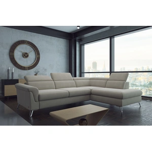 Nordholtz Berlin Fabric L-Shaped Sectional Sofa with Sleeper & Storage, Beige