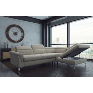 Nordholtz Berlin Fabric L-Shaped Sectional Sofa with Sleeper & Storage, Beige