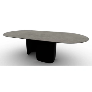 Calligaris Twins W98.4-inch Ceramic/Metal Customizable Oval Dining Table
