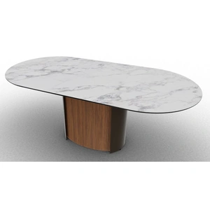 Calligaris Yoroi W78.7-inch Ceramic/Metal/Wood Customizable Oval Dining Table