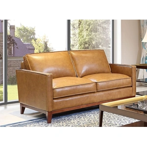 Beverly Hills Furniture Harper Leather/Split Loveseat in Saddle