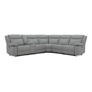 Beverly Hills Furniture Wyatt L-Shaped Leather/PVC 6-Piece Power Reclining Modular Sectional