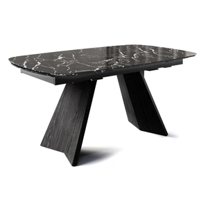 Calligaris Icaro W65-inch-95-inch Rectangular Ceramic/Wood Veneer Extendable Dining Table w/Rounded Corners