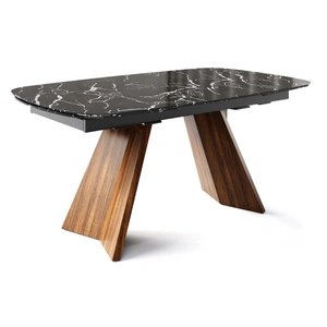 Calligaris Icaro W78.8-inch-116.6-inch Rectangular Ceramic/Wood Veneer Extendable Dining Table w/Rounded Corners