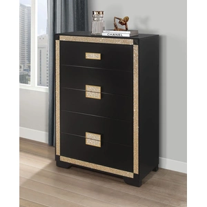 Global Furniture USA Blake 5-Drawer Chest, Black/Gold